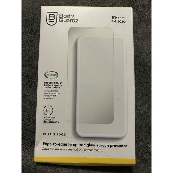 Bodyguardz Pure 2 Edge-Tempered Glass Screen Protector iPhone 12 mini - Picture 1 of 3